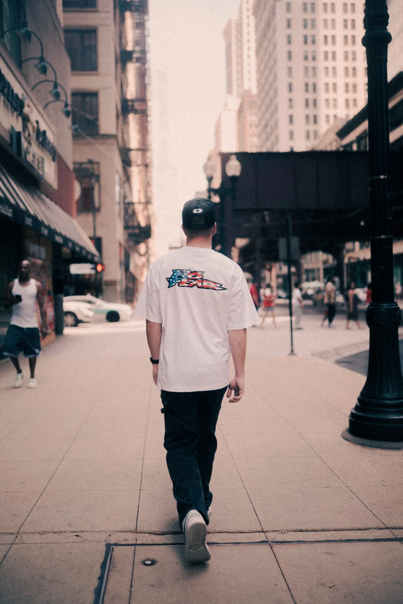 NO FEAR apparel photographed on a city street